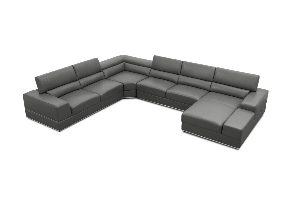 Nella Dark Grey Sectional Sofa | Italian Leather Match MI-5107