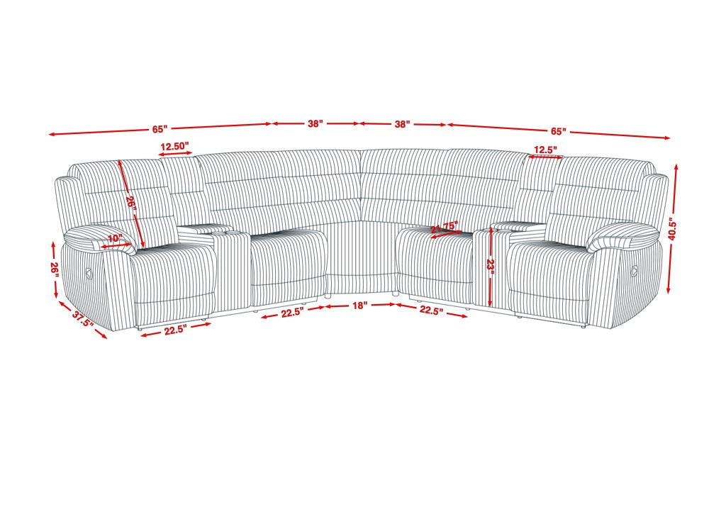 Calantha Black Corduroy Reclining Sectional S3672