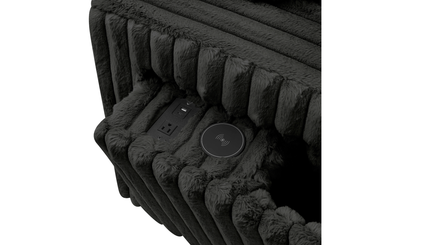 Rana Black Cord Fabric POWER Sectional S3663