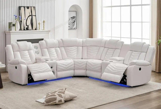 Ace27 White LED/BLUETOOTH SPEAKERS Reclining Sectional
