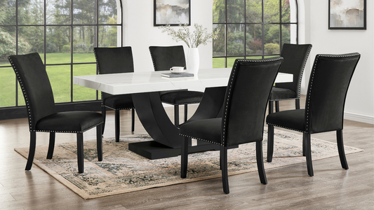 Larry Black 7pc Dining Room Set  D180