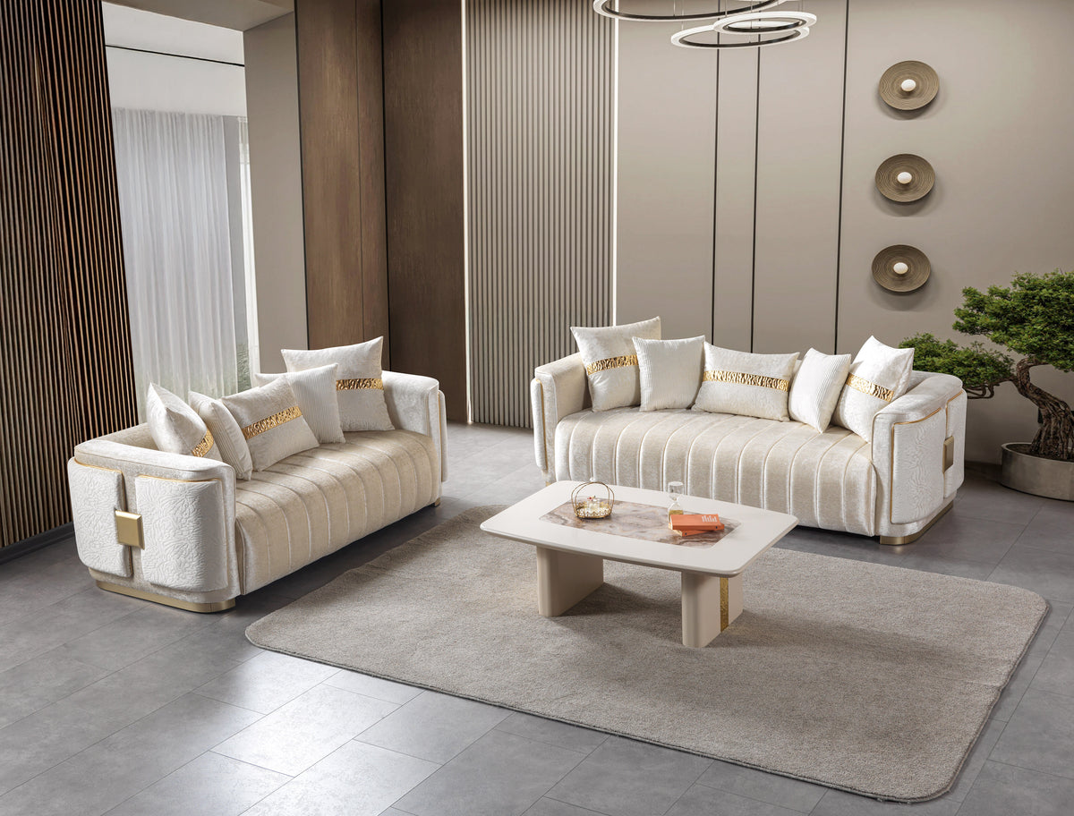 Carlina Ivory Velvet Living Room Set