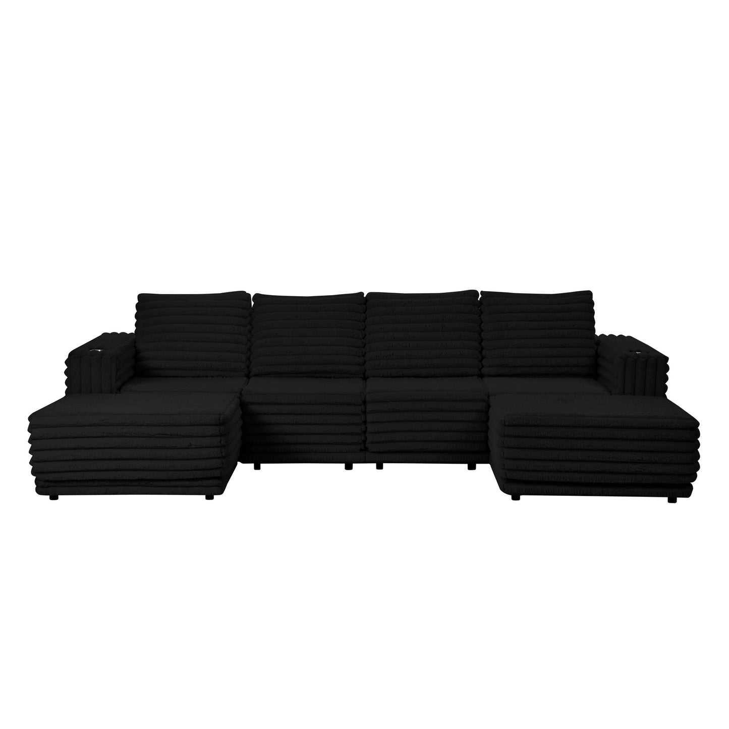 Nuve Black Cord Fabric Sectional S101