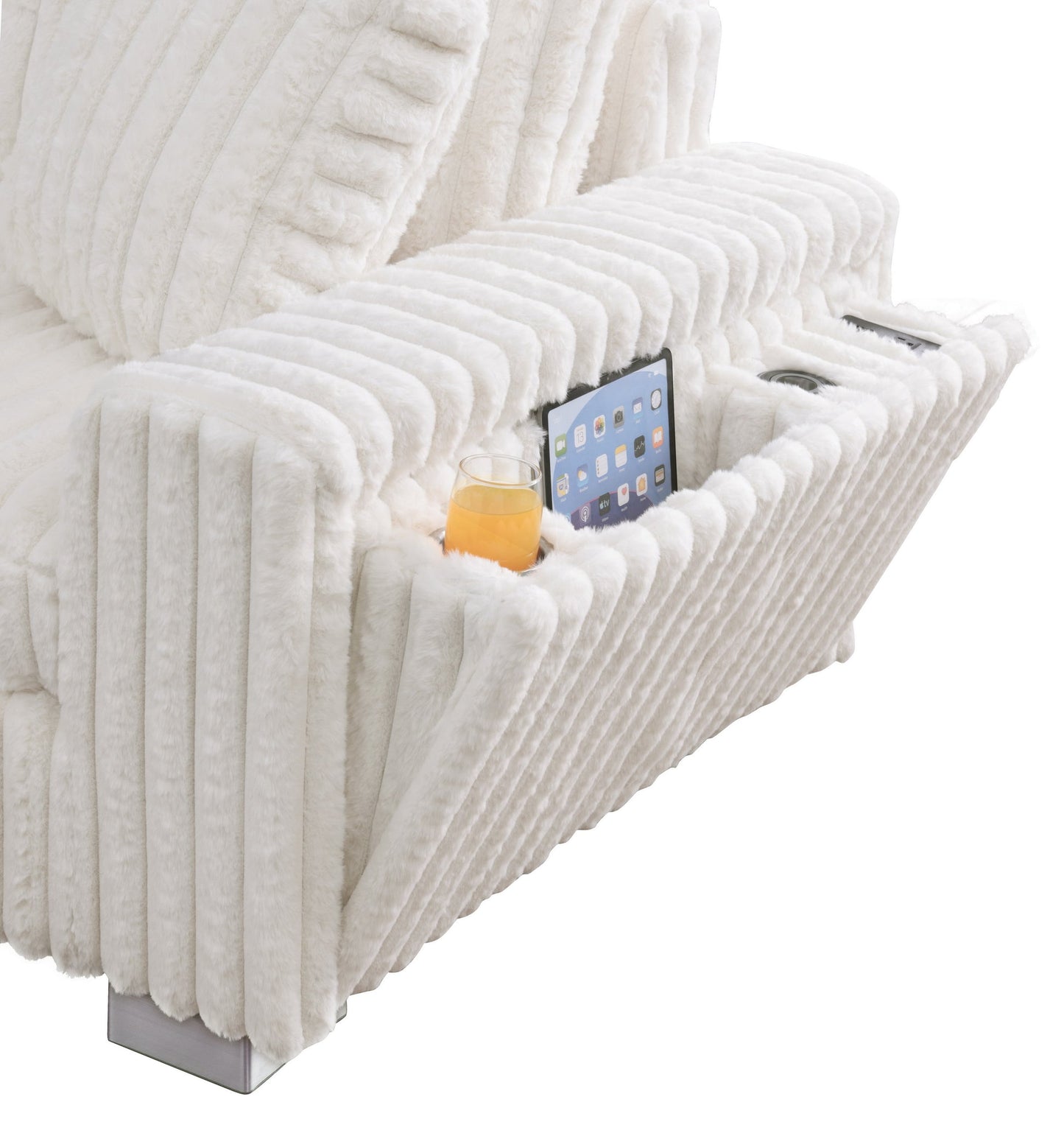 Snuggle Station Cream Corduroy BLUETOOTH SPEAKERS 7pc Sectional  S329