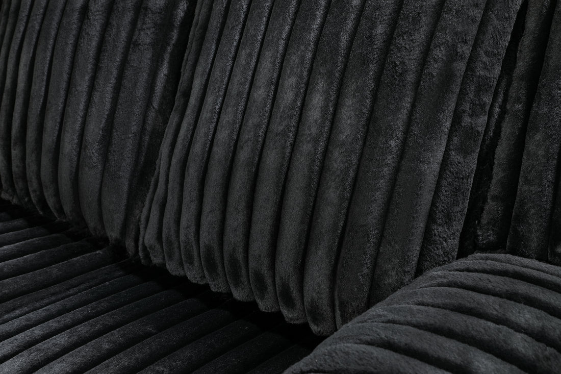 Flash Black Cord Fabric POWER/LED/BLUETOOTH SPEAKERS Reclining Sectional
