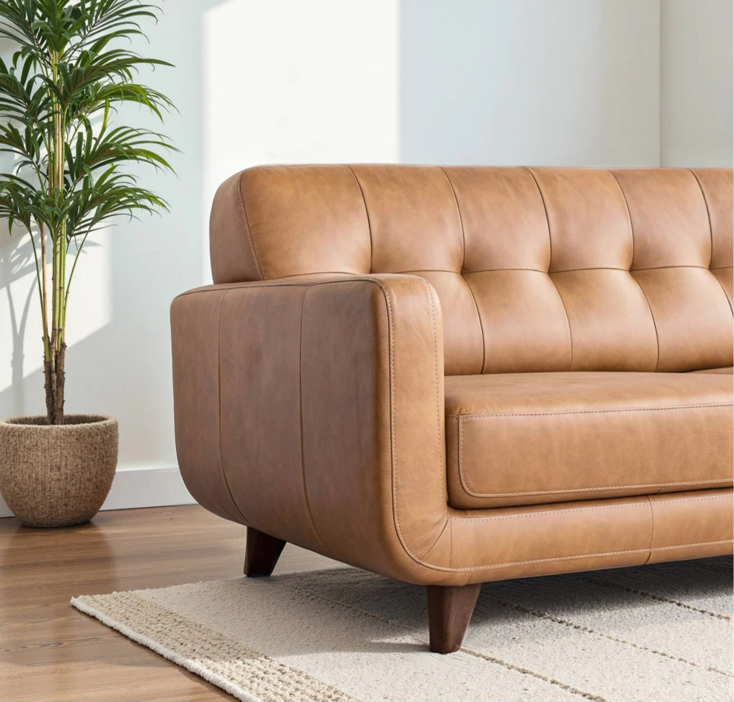 Allison Right-Facing Tan Leather Sectional Sofa