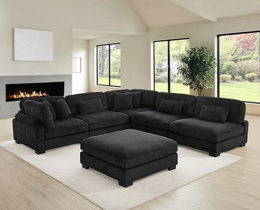 Supreme Black Corduroy OVERSIZED Sectional