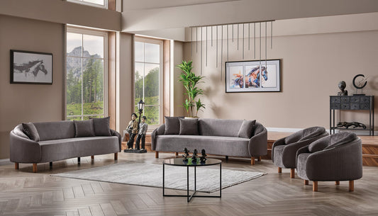 Alessa 4-pieces (2 Sofa & 2 Chair) Livingroom Set Grey