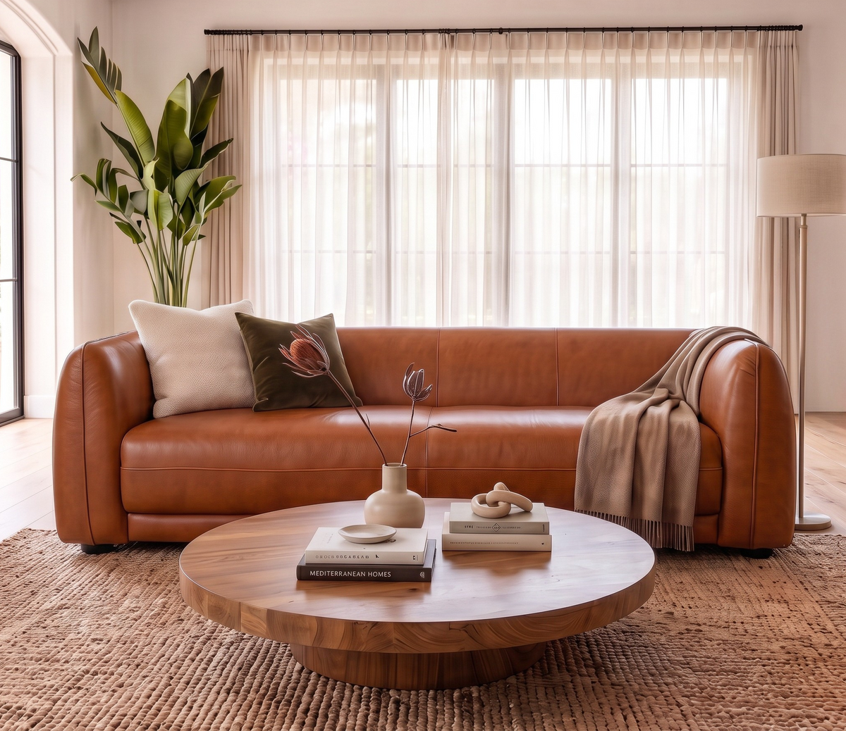 Maine Brown Leather Sofa