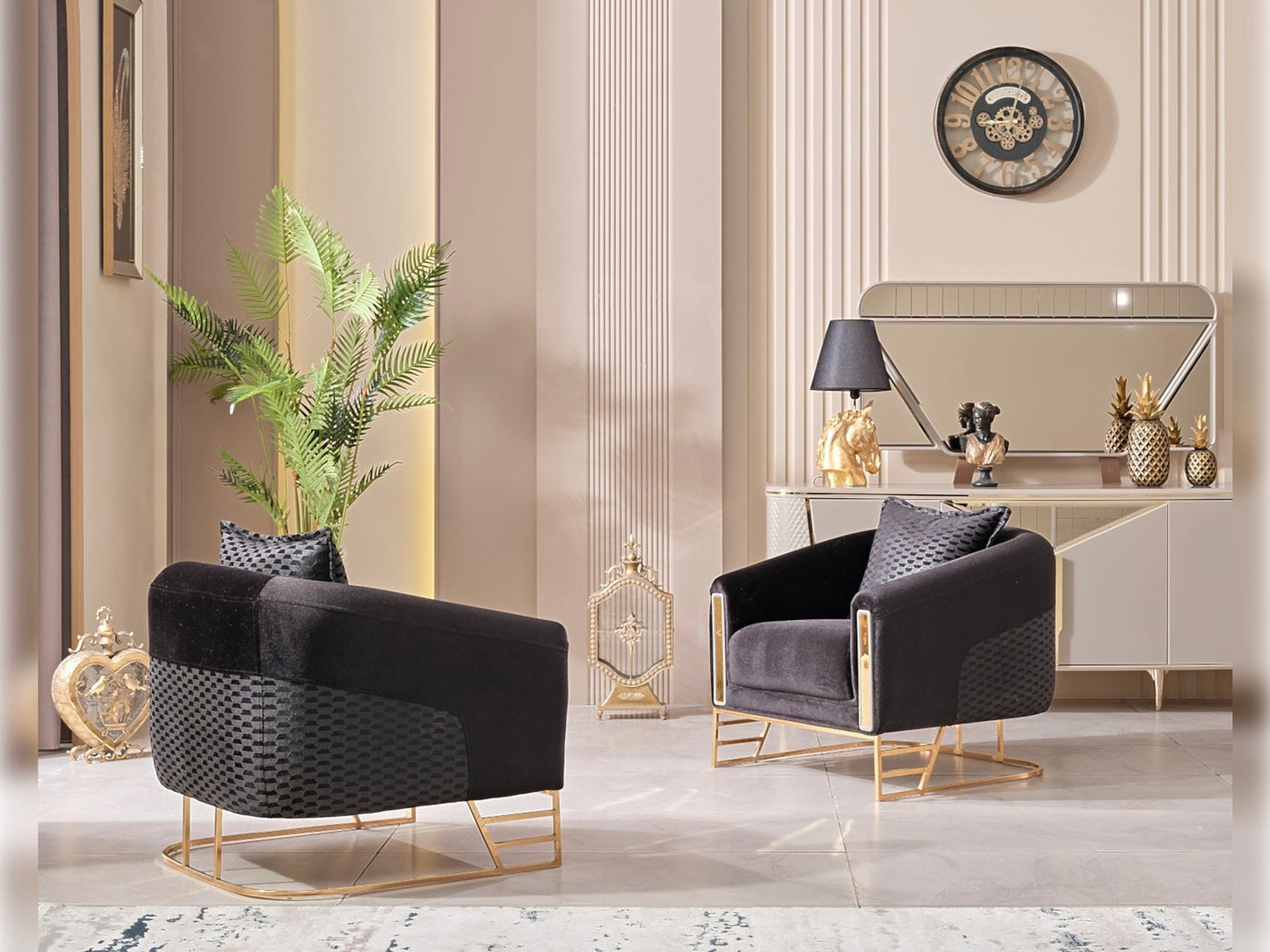Romans 3-pieces (Sofa & Loveseat & Chair) Livingroom Set Black