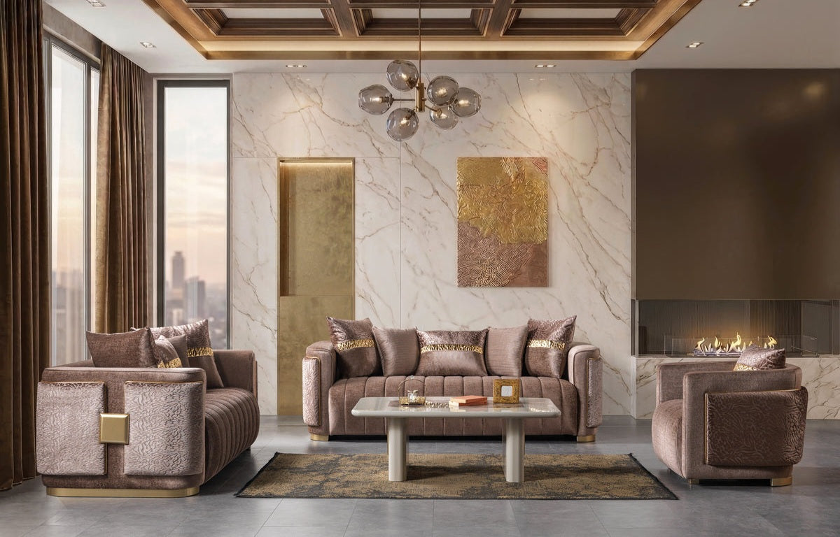 Carlina Coffee Luxury Living Room Set