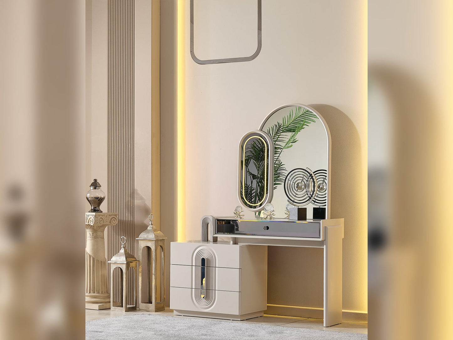 Parma Luxury Bedroom Set(Bed & Dresser With Mirror & 2 Nightstand)