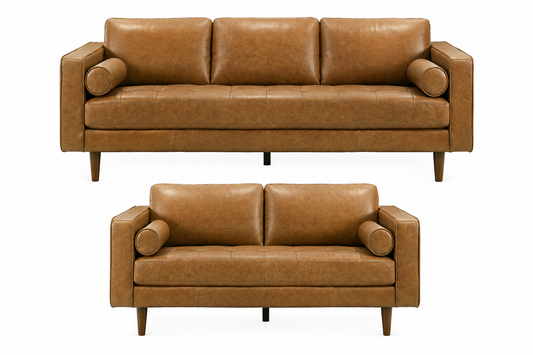 Catherine Tan GENUINE LEATHER Sofa and Loveseat