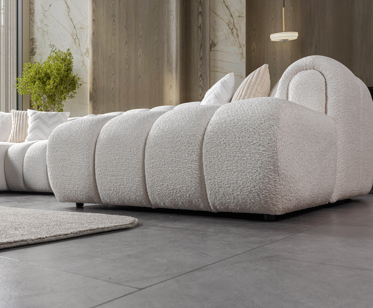 Lis Ivory Boucle Double Chaise 147" Sectional