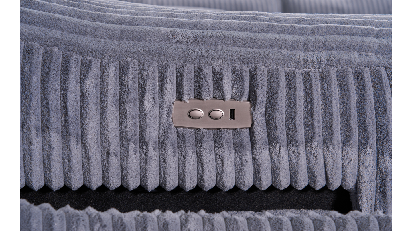 Yash Grey Corduroy POWER Reclining Sectional S7033