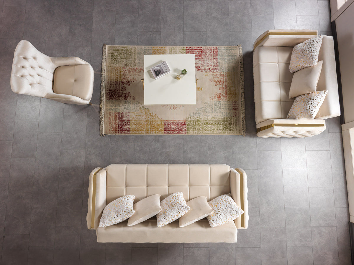 Florence Ivory Velvet Sofa 88" & Loveseat 64"