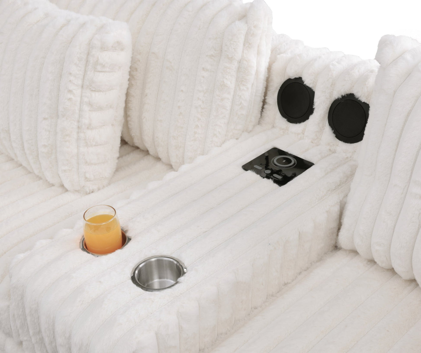 Snuggle Station Cream Corduroy BLUETOOTH SPEAKERS 7pc Sectional  S329