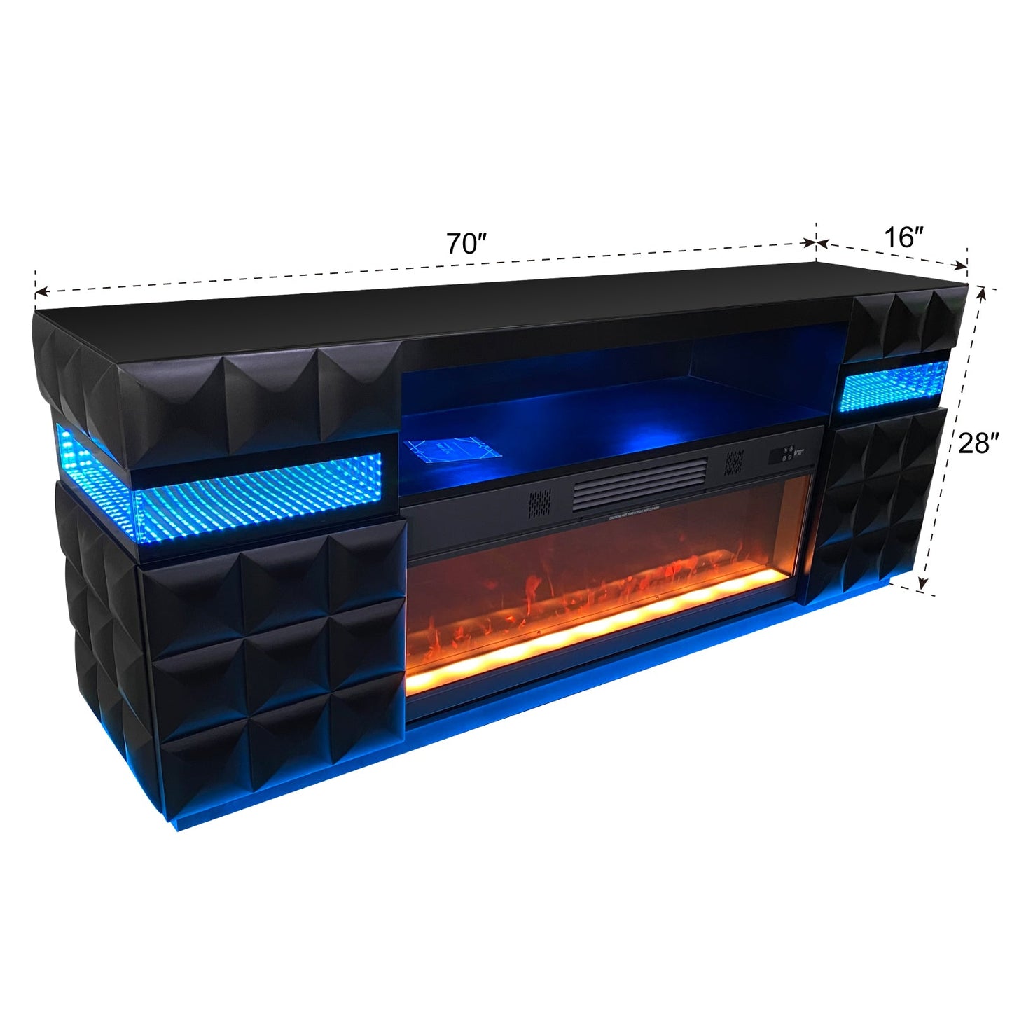 Alix Black LED/BLUETOOTH SPEAKERS Smart Fireplace
