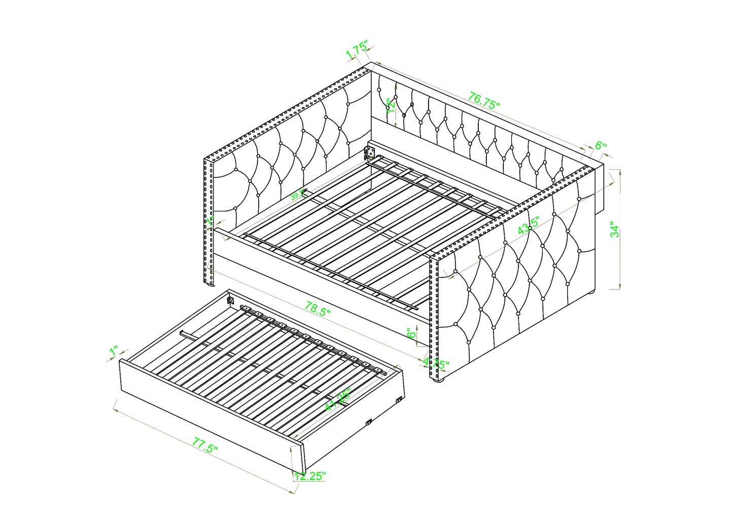 Trina Gray Twin Daybed with Trundle | 5335