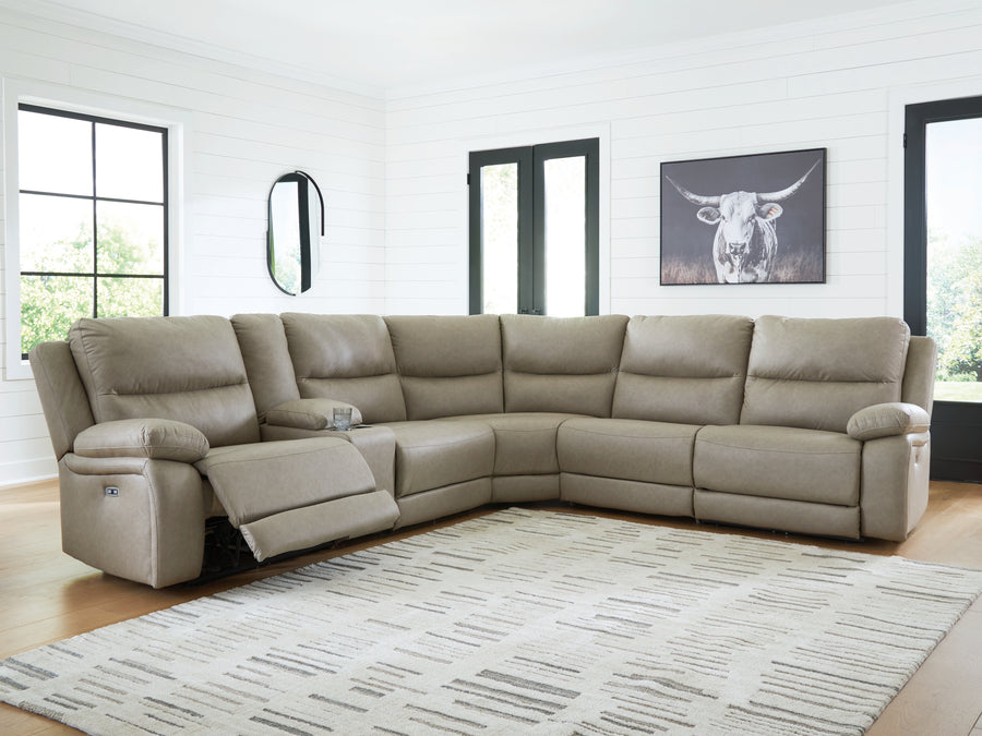 Narwhal Place Pebble 6pc Reclining Sectional with Storage Console | PC99201
