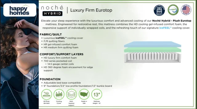 Noche Luxury Firm Hybrid Queen 13" Mattress