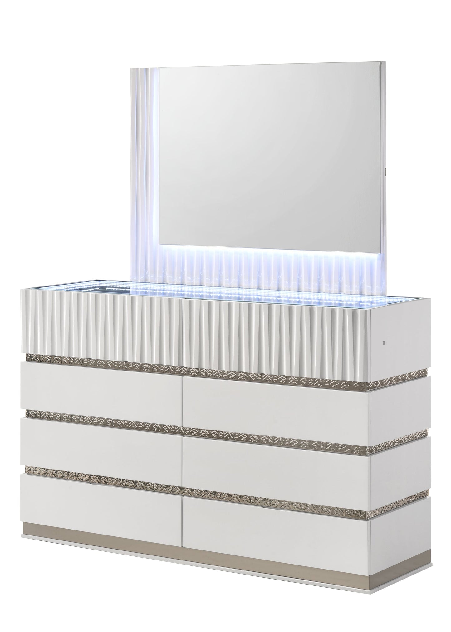 Lisbon White Platform Bedroom Set  B32