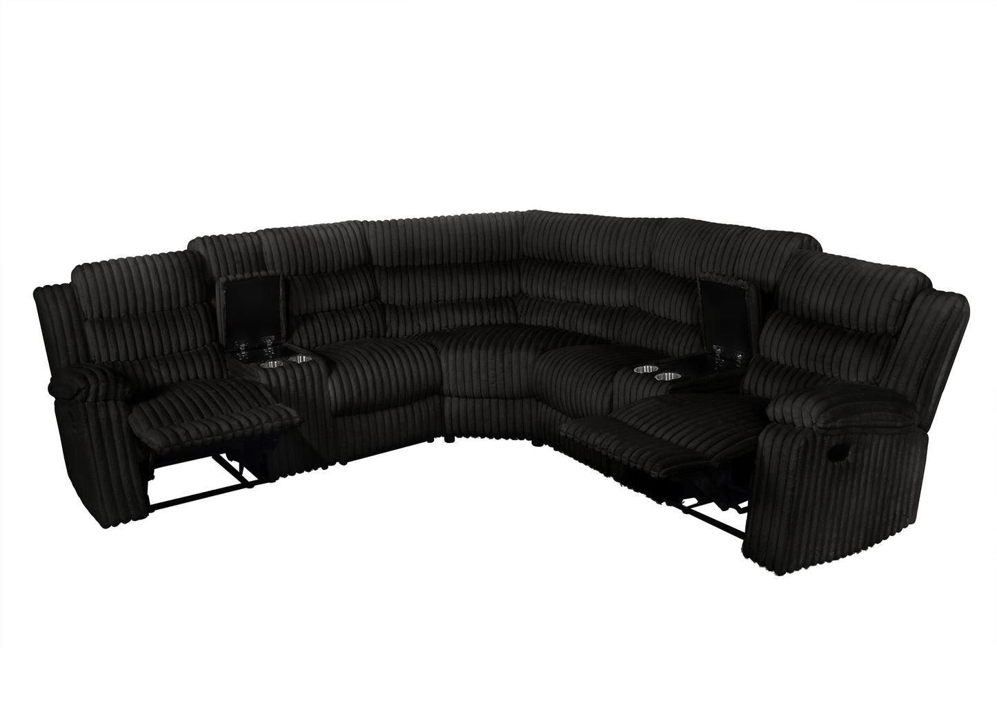 Calantha Black Corduroy Reclining Sectional S3672