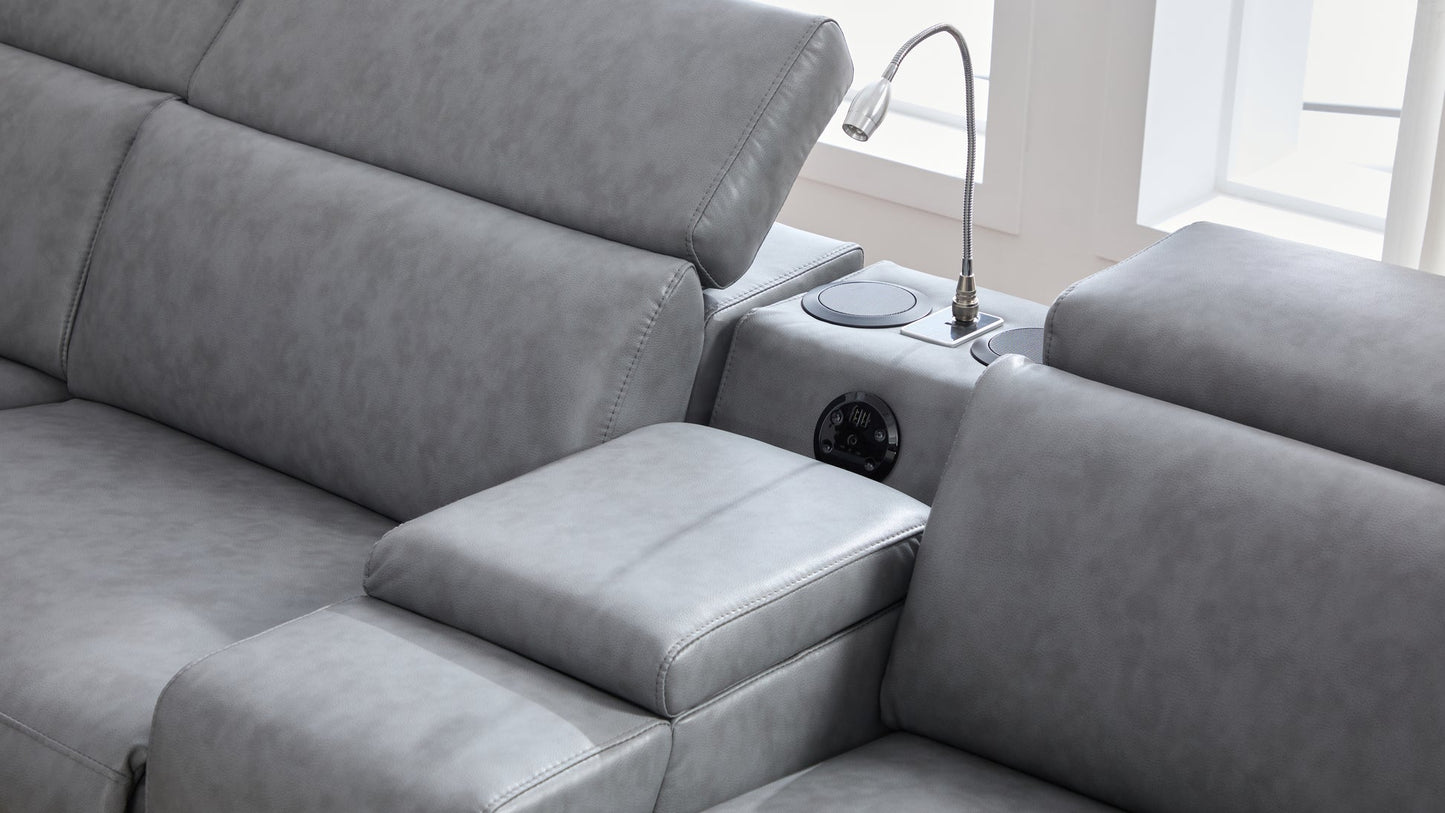 Divani Grey POWER/BLUETOOTH SPEAKERS RECLINING SECTIONAL S681