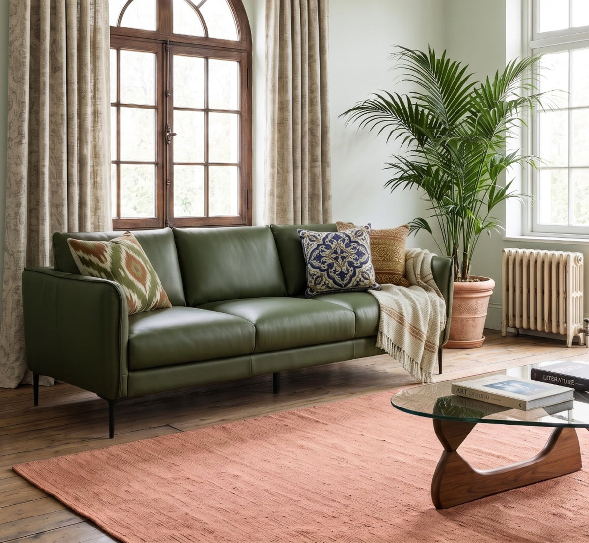 Cooperstown Green TOP GRAIN LEATHER Sofa