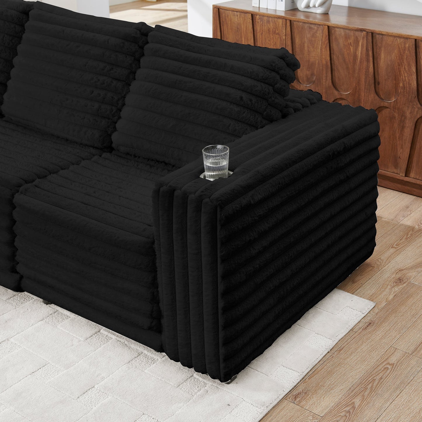Nuve Black Cord Fabric Sectional S101