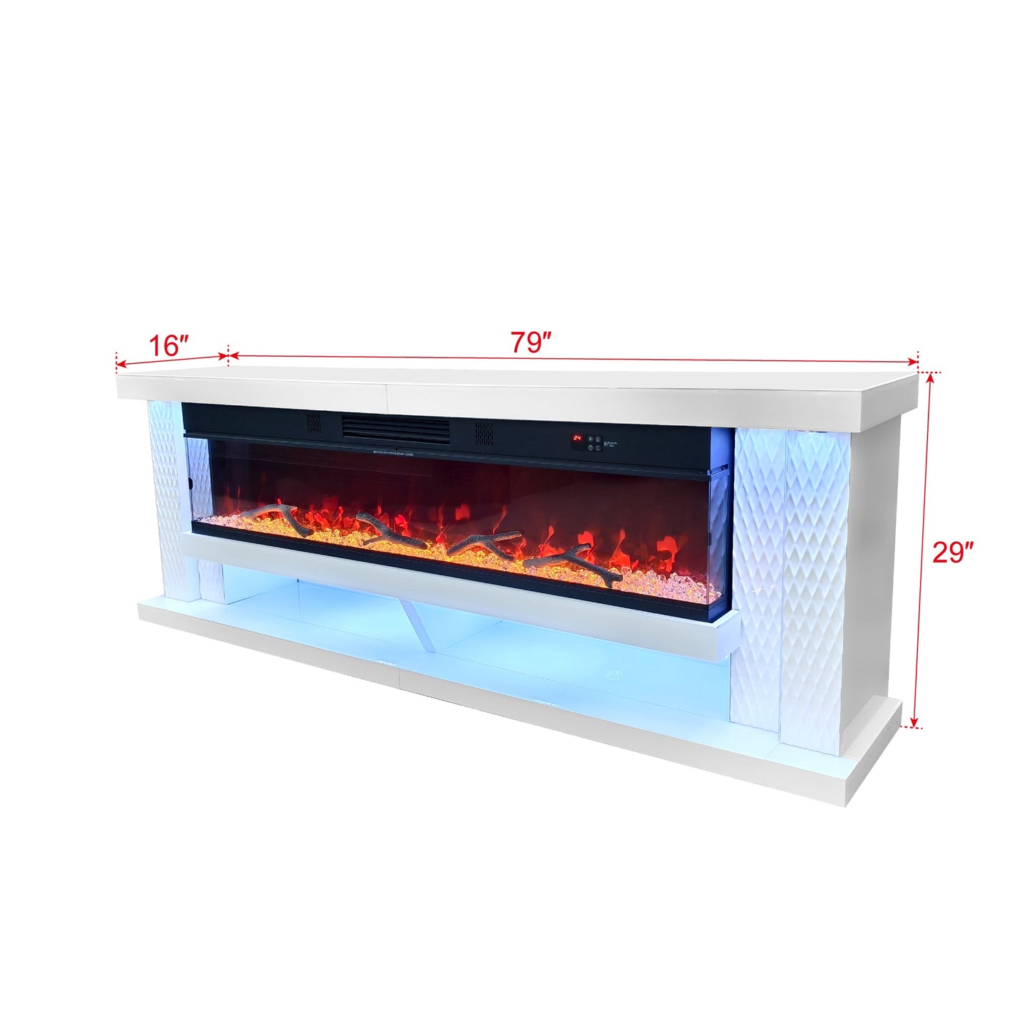 Aira White LED/BLUETOOTH SPEAKERS  Fireplace Entertainment Center