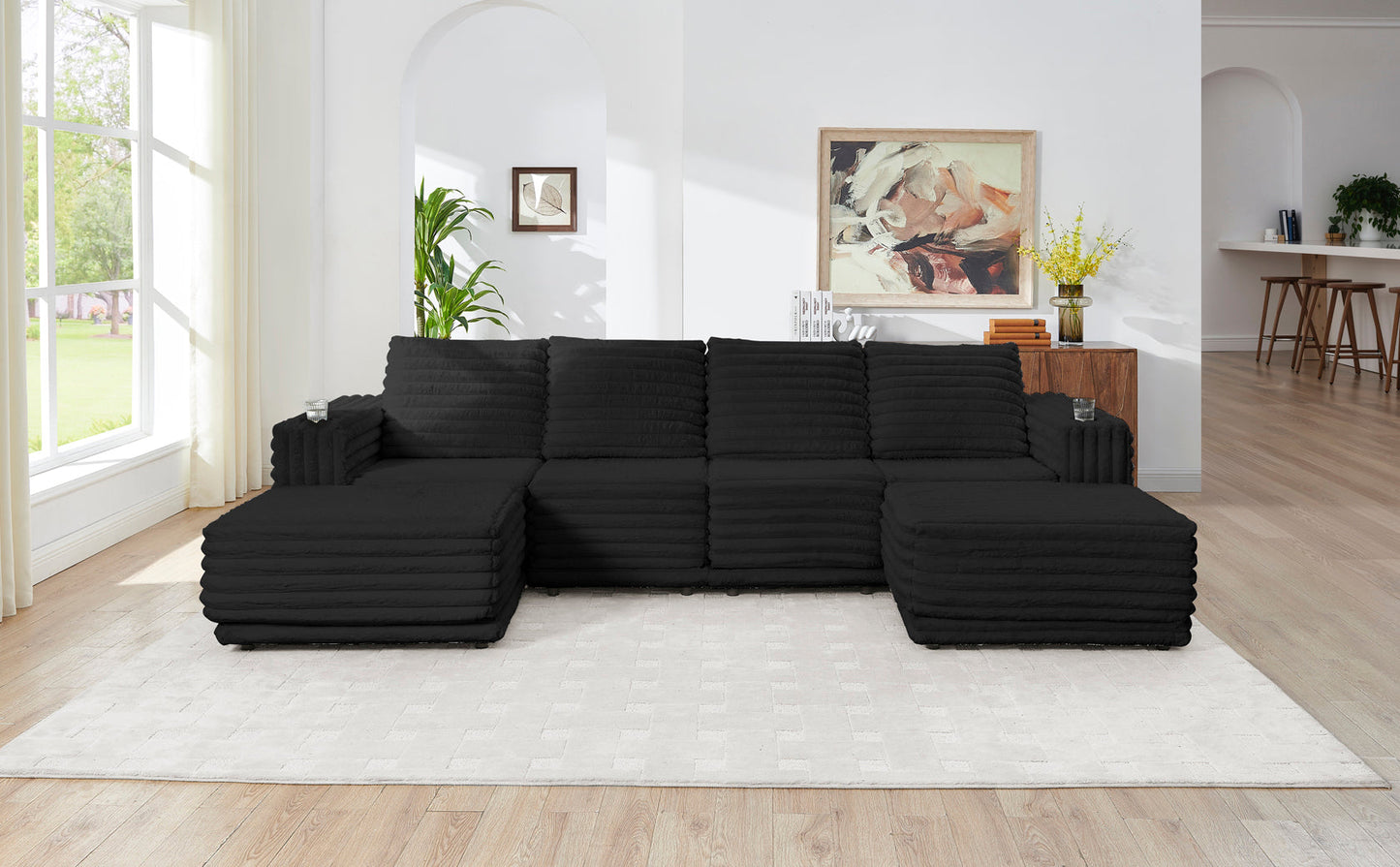 Nuve Black Cord Fabric Sectional S101