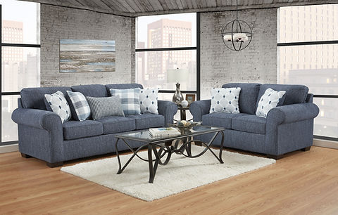 Bellhaven Indigo Fabric Sofa And Loveseat S3540