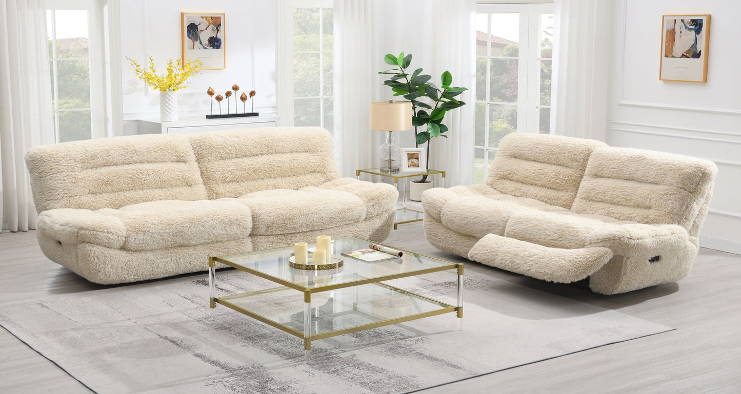 Fernand Beige Shaggy ULTRA PLUSH 3pc Reclining Set S3003