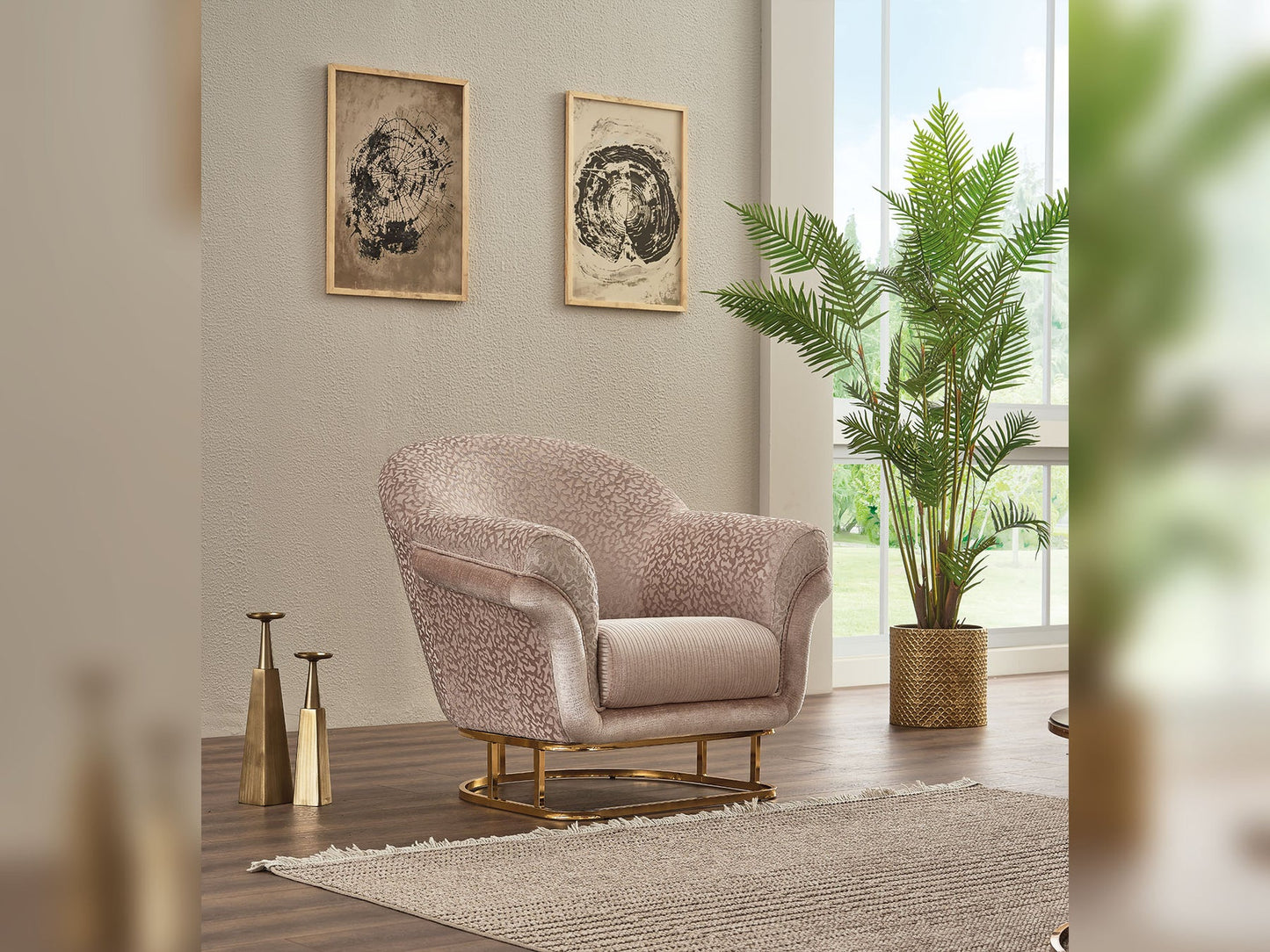 Versace 3-pieces (Sofa & Loveseat & Chair) Livingroom Set Cream
