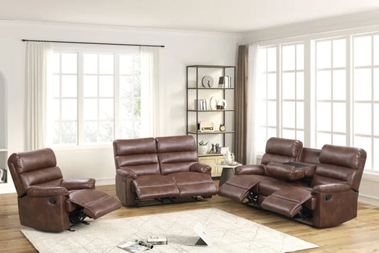 Albert41 Brown Leather 3pc Reclining Set