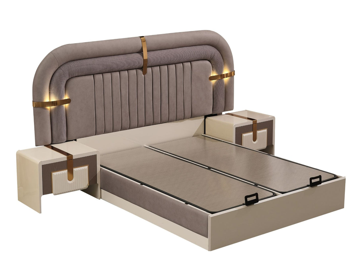 Zurich Luxury Bedroom Set (Bed & Dresser With Mirror & 2 Nightstand)