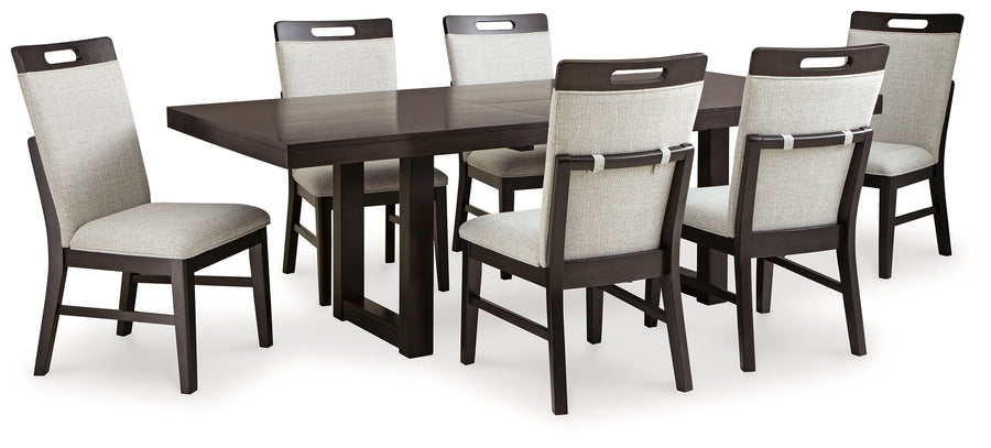 Neymorton Dark Grayish Brown Dining Table and 6 Chairs D618