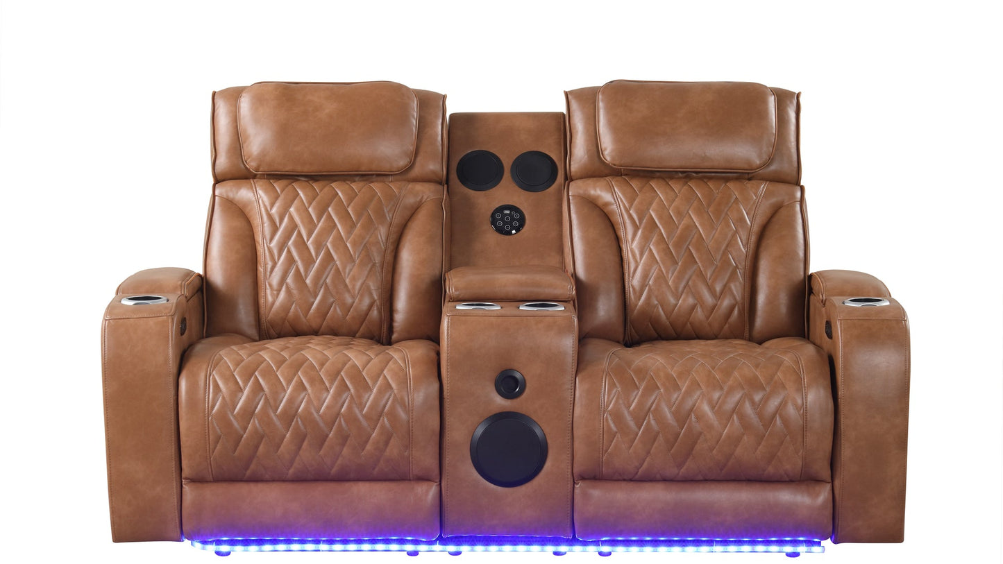 Skyline Brown POWER/LED/BLUETOOTH SPEAKERS 3pc Reclining Set