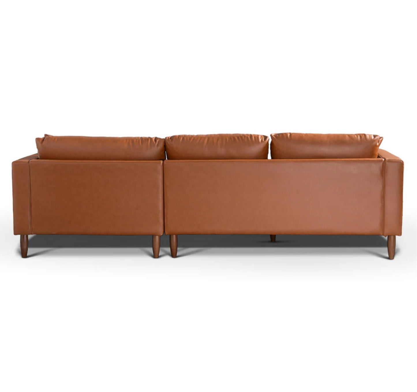 Blake 107" L-Shaped Cognac Vegan Leather Sectional Sofa Right Facing