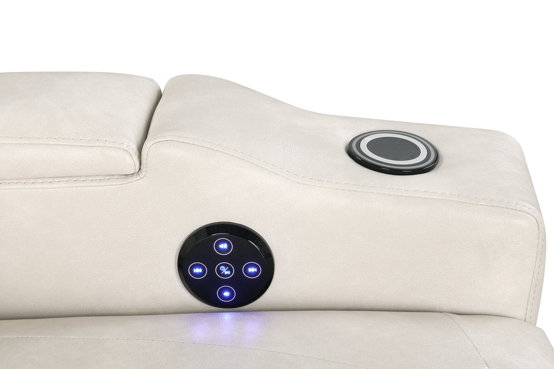 Topgun2 Ivory POWER/LED/BLUETOOTH SPEAKERS Reclining Chair