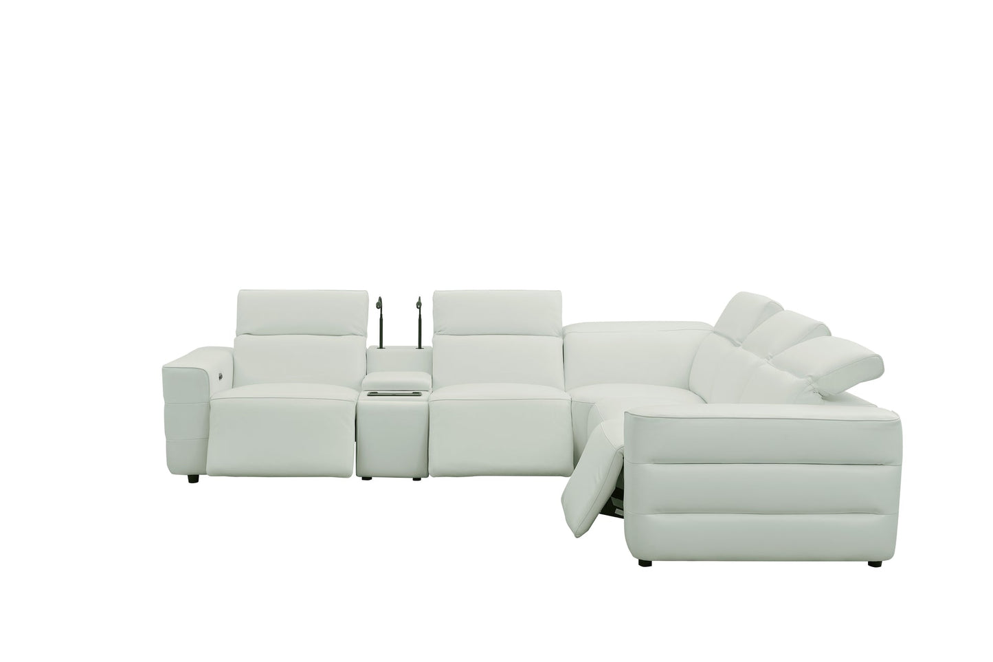 Holly White Italian Leather/Match POWER Reclining Corner Sectional (3 Power Recliners + 1 Console) MI-2520
