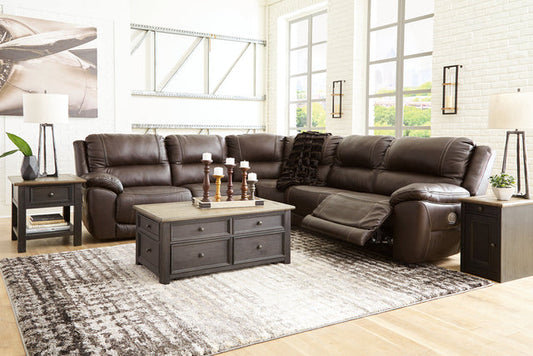 Dunleith Chocolate 5pc POWER Reclining Sectional U71604