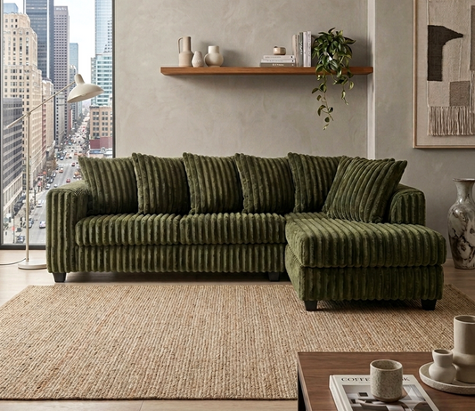 510 Olive Corduroy Fabric Sectional