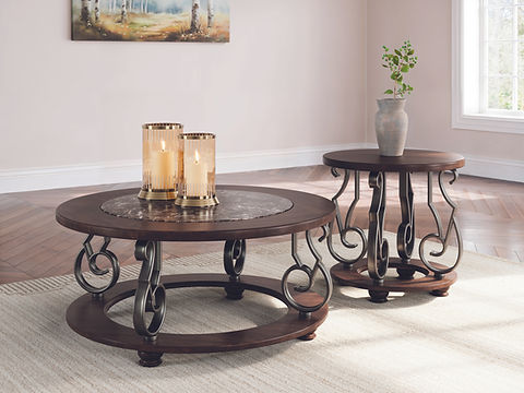 Frallyn Dark Brown Coffee Table and End Table T623