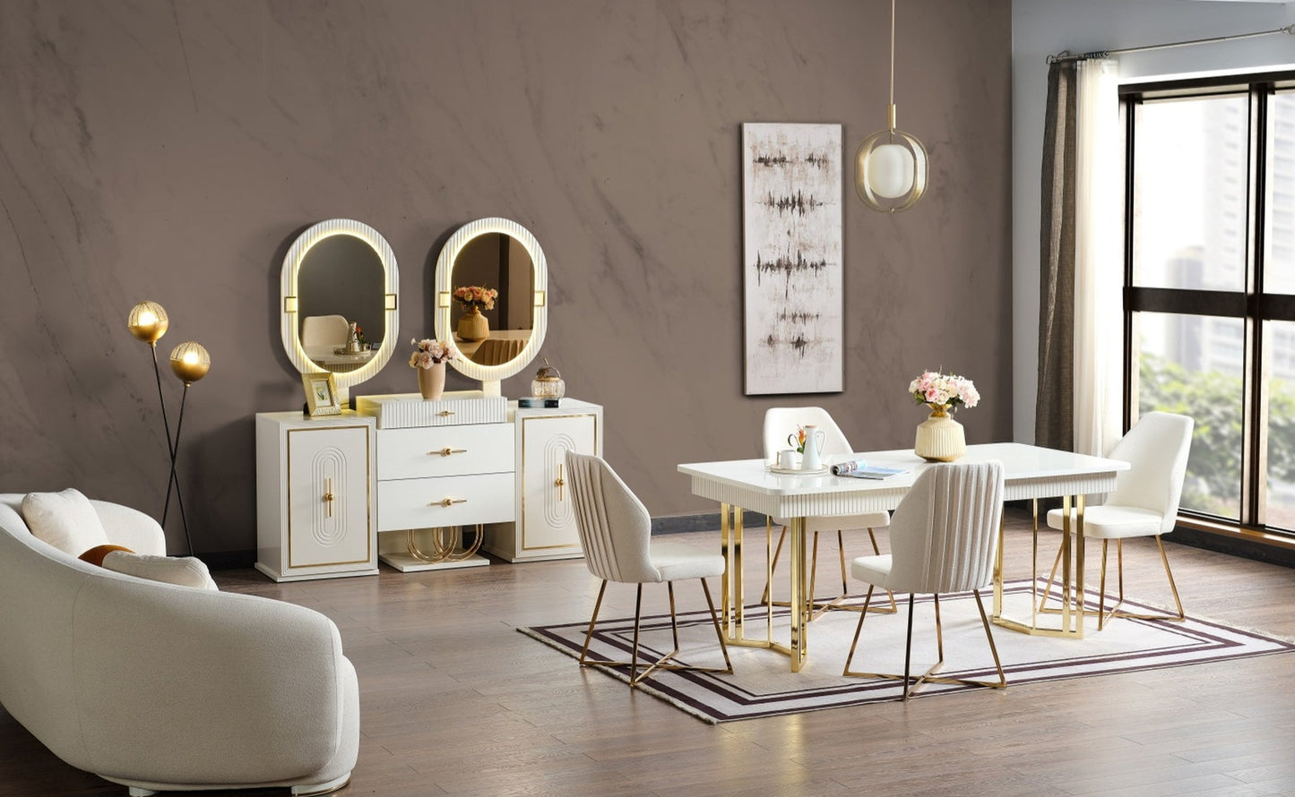 Marsel Diningroom (75"Dining Table & 6 Dining Chair)