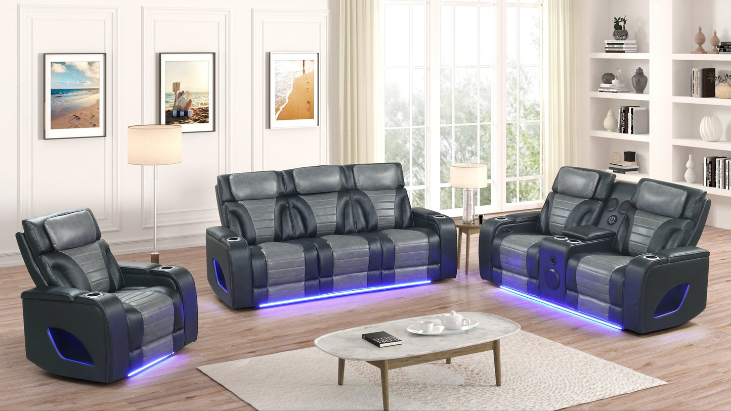 Robin Black POWER/LED/BLUETOOTH SPEAKERS 3PC Reclining Set S4200