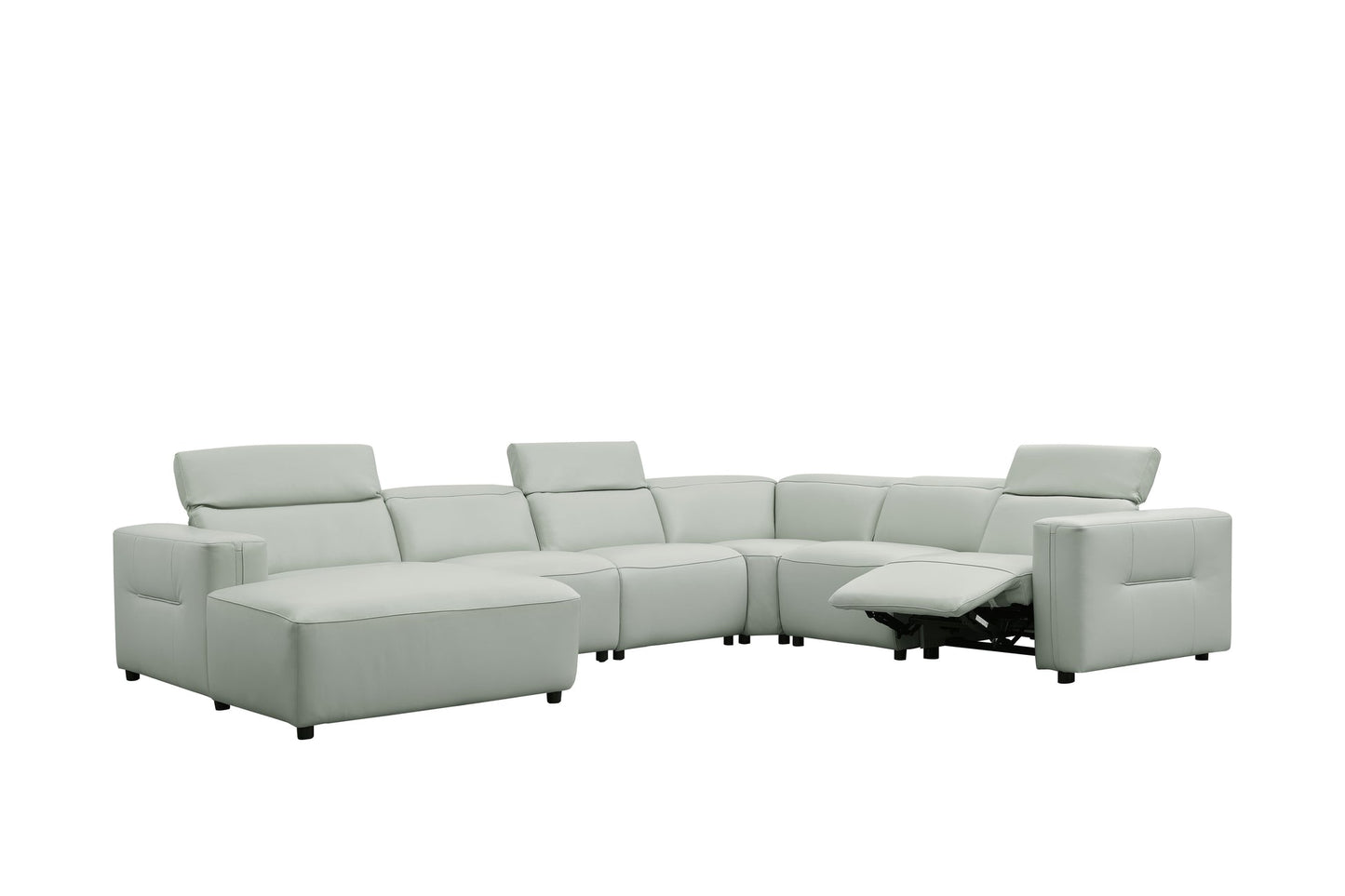 Noel Grey Italian Leather/Match POWER Reclining Sectional with Chaise MI-2525