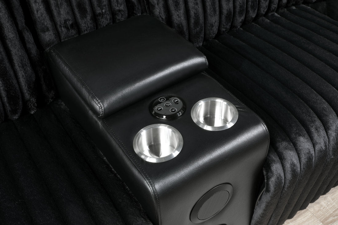 Flash Black Cord Fabric POWER/LED/BLUETOOTH SPEAKERS Reclining Sectional