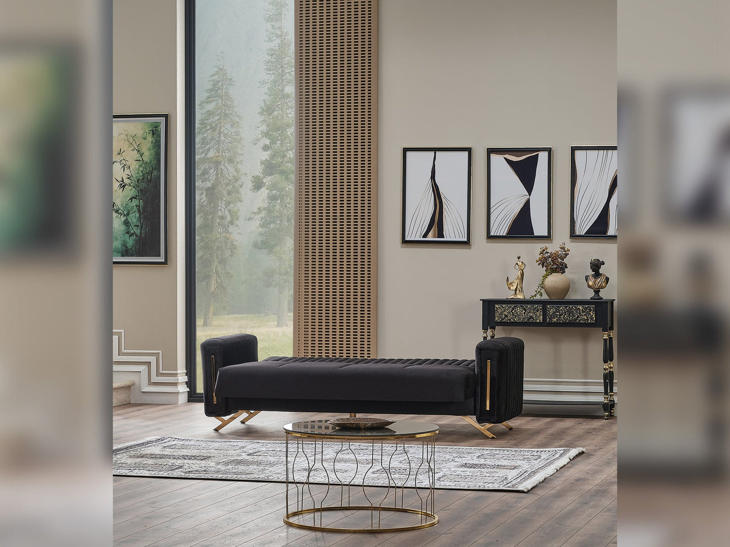 Senfoni 3-pieces (Sofa & Loveseat & Chair) Livingroom Set Black
